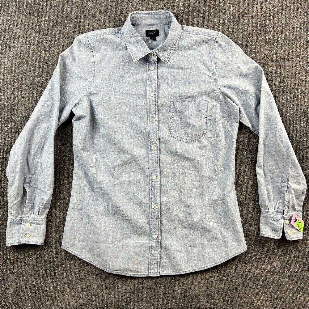 J.Crew Small Womens Top Button Down Chambray Long Sleeve Blouse - Picture 1 of 12